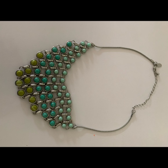 Lia Sophia Three Tier Peridot Green Blue Balls Circle Drop Necklace - Picture 2 of 5